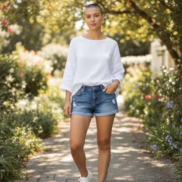 Wallflower Pants - Wallflower Blue Jean Shorts Distressed Cuffed Hem